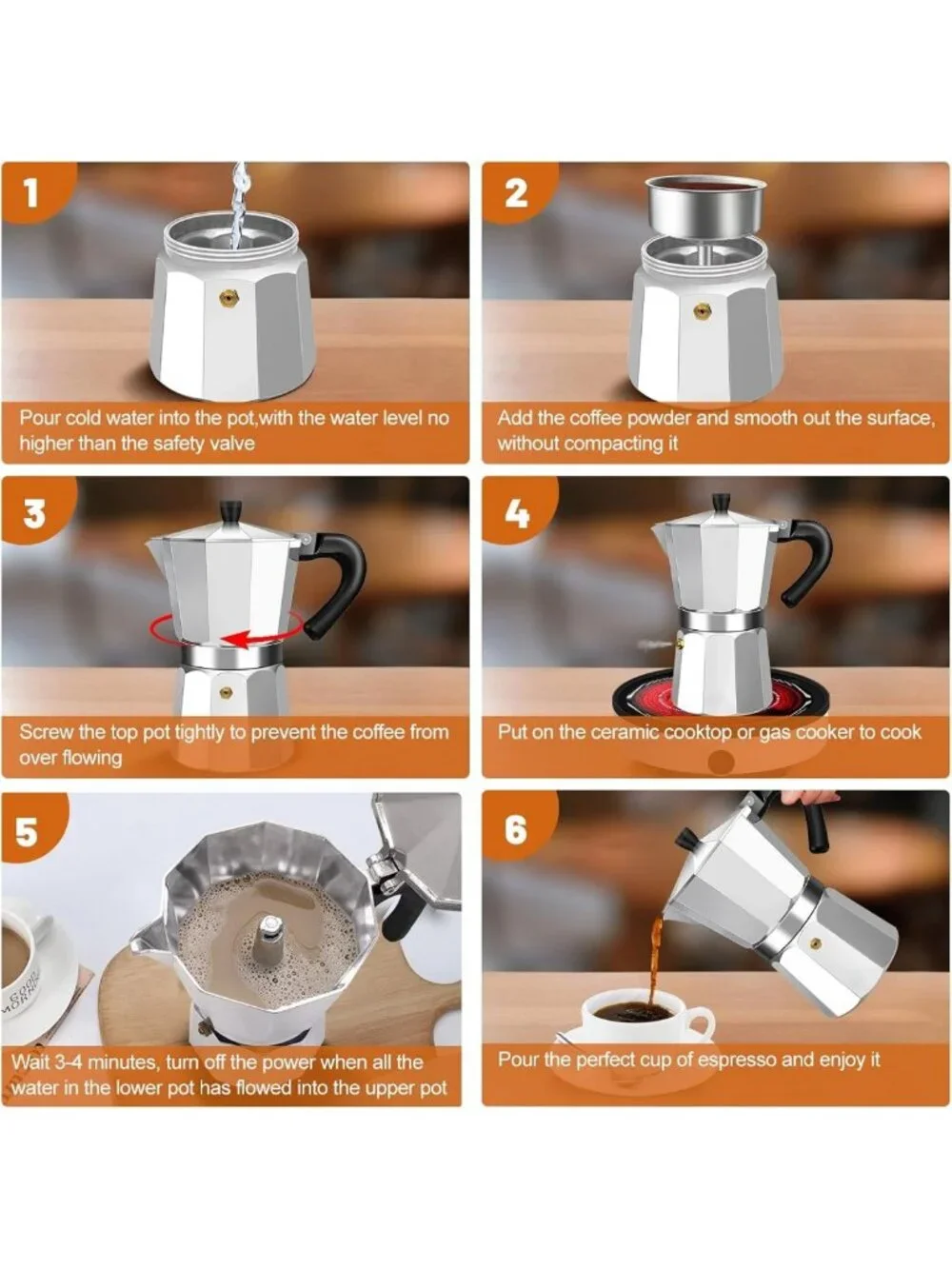 9-Cup Aluminum Stovetop Espresso Maker - Classic Moka Pot for Home & Camping